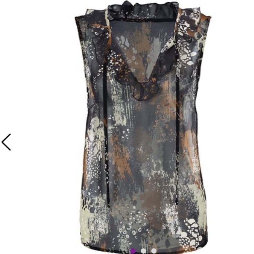 Cabi  Gray & Brown Burst Incandescent Sleeveless Top - Sz M EUC - Picture 2 of 13